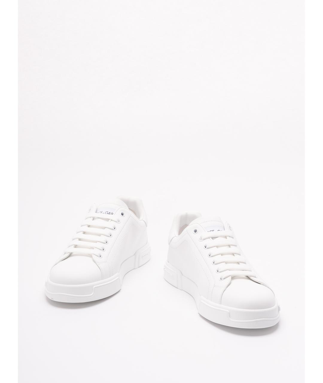 DOLCE&GABBANA Белые кожаные низкие кроссовки / кеды, фото 2