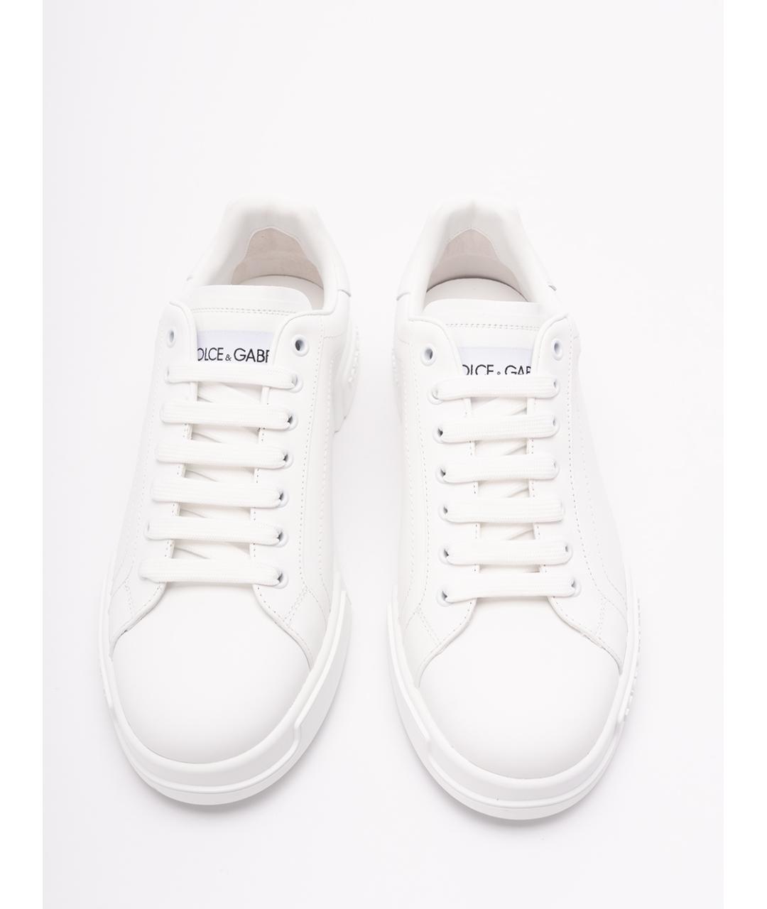 DOLCE&GABBANA Белые кожаные низкие кроссовки / кеды, фото 5