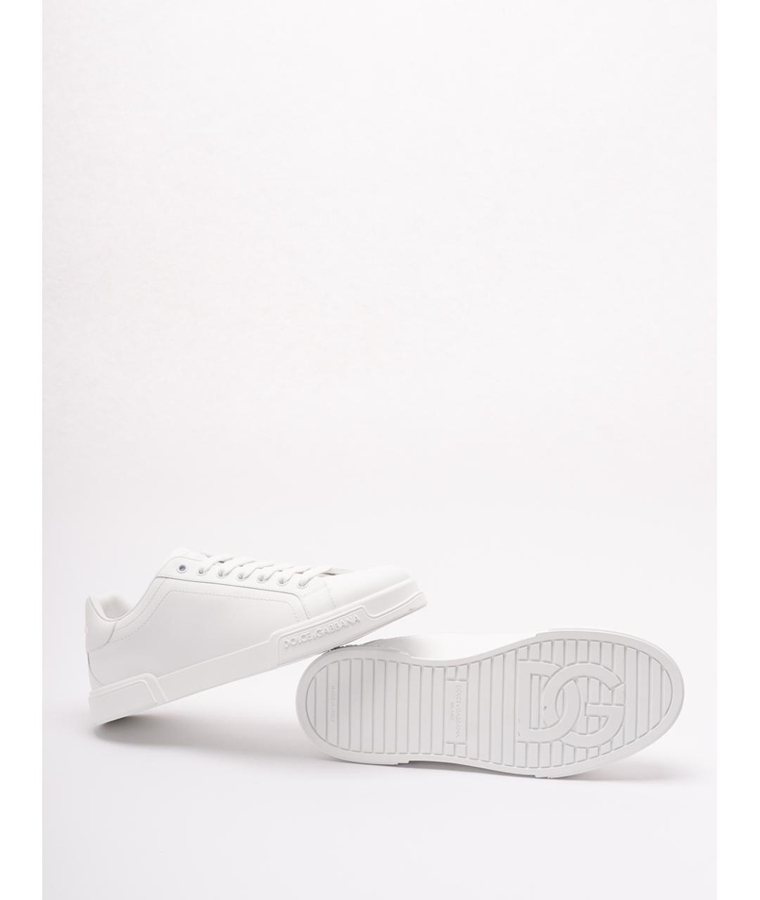 DOLCE&GABBANA Белые кожаные низкие кроссовки / кеды, фото 4