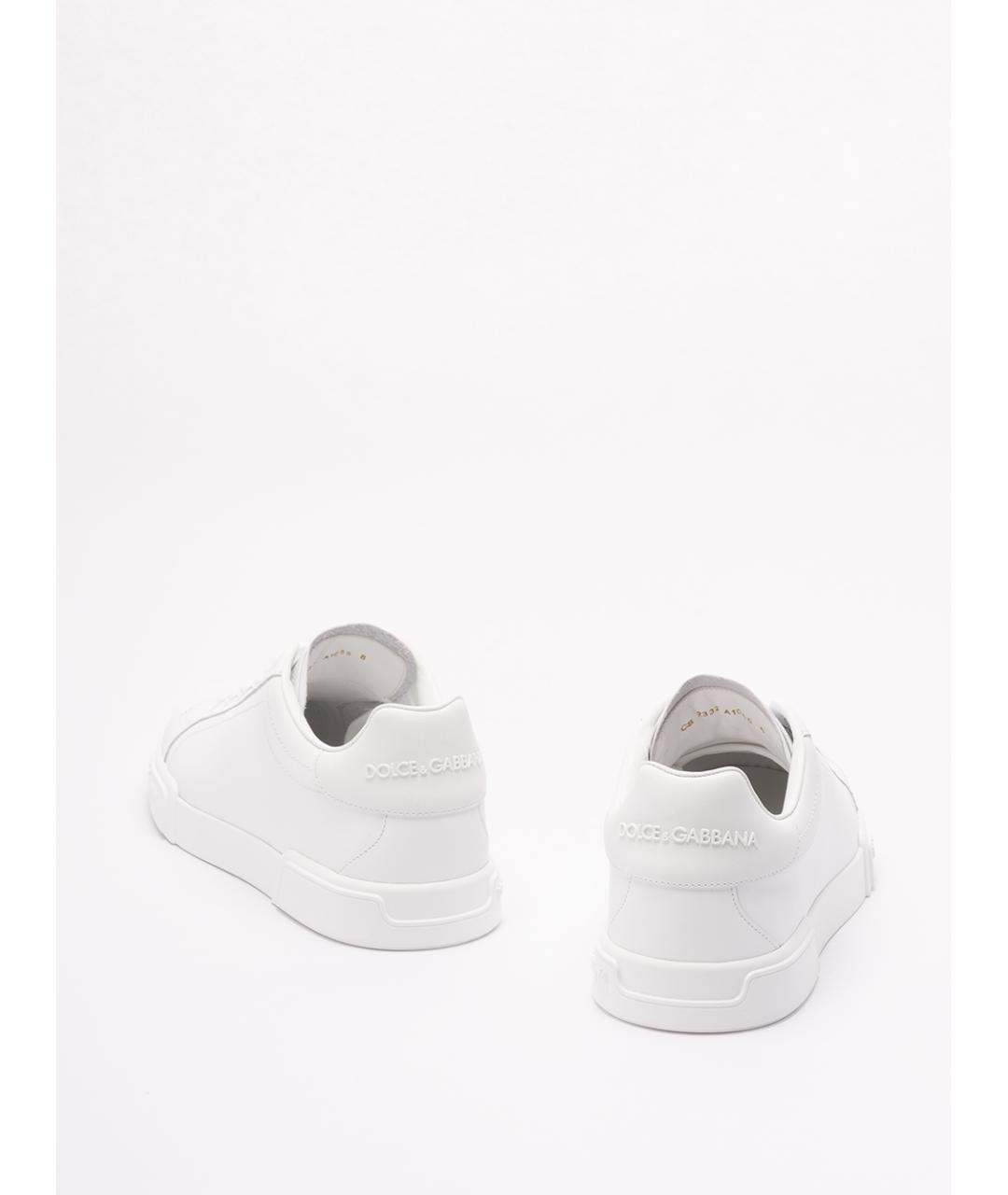 DOLCE&GABBANA Белые кожаные низкие кроссовки / кеды, фото 3