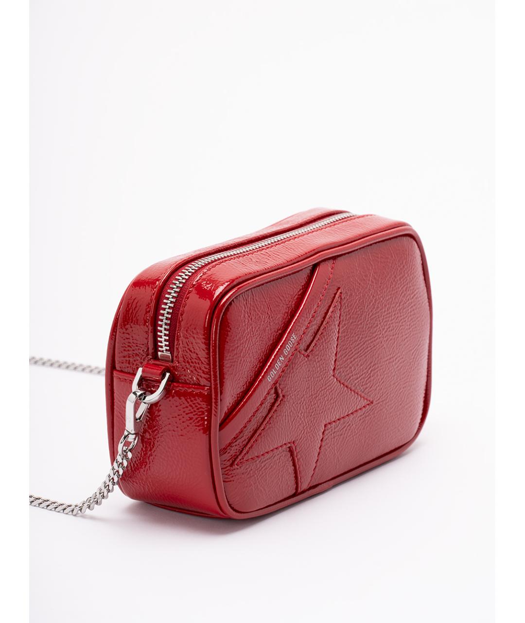 GOLDEN GOOSE DELUXE BRAND Красная сумка через плечо из лакированной кожи, фото 3