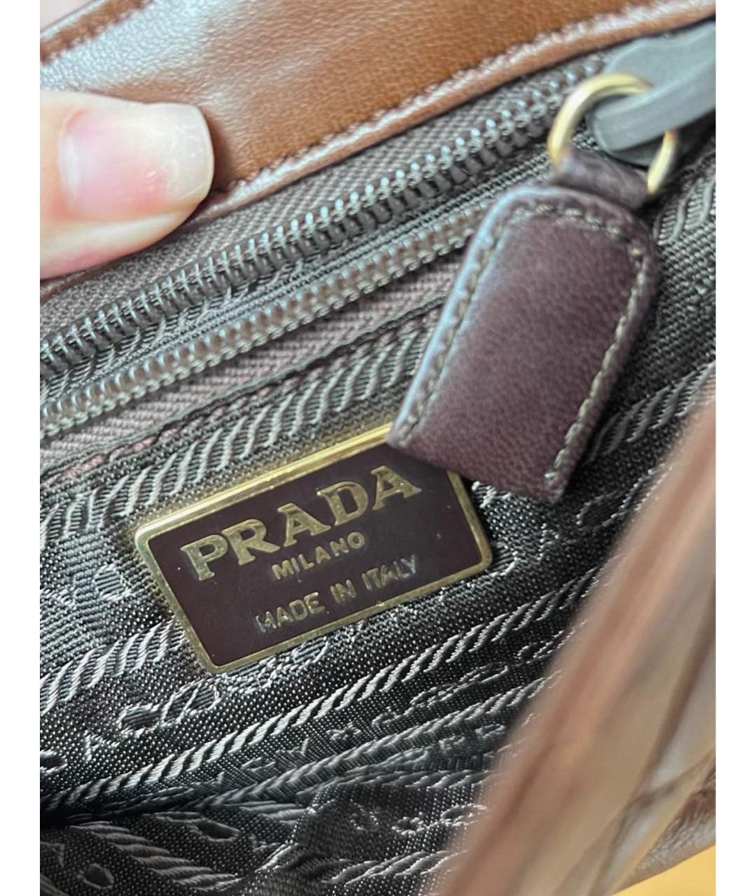PRADA Коричневая кожаная сумка через плечо, фото 6