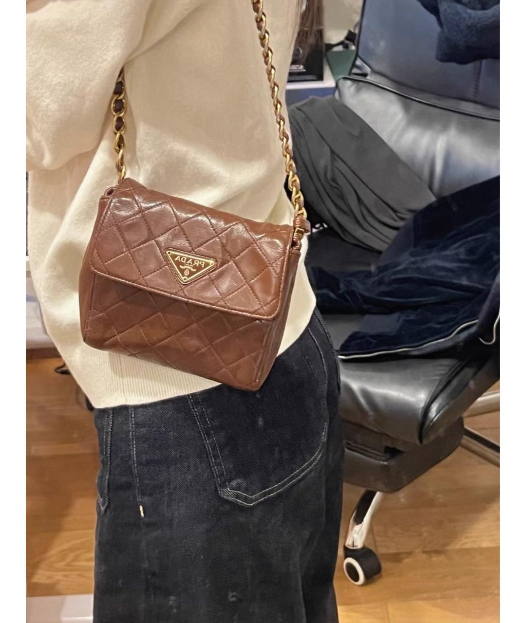 PRADA Коричневая кожаная сумка через плечо, фото 8