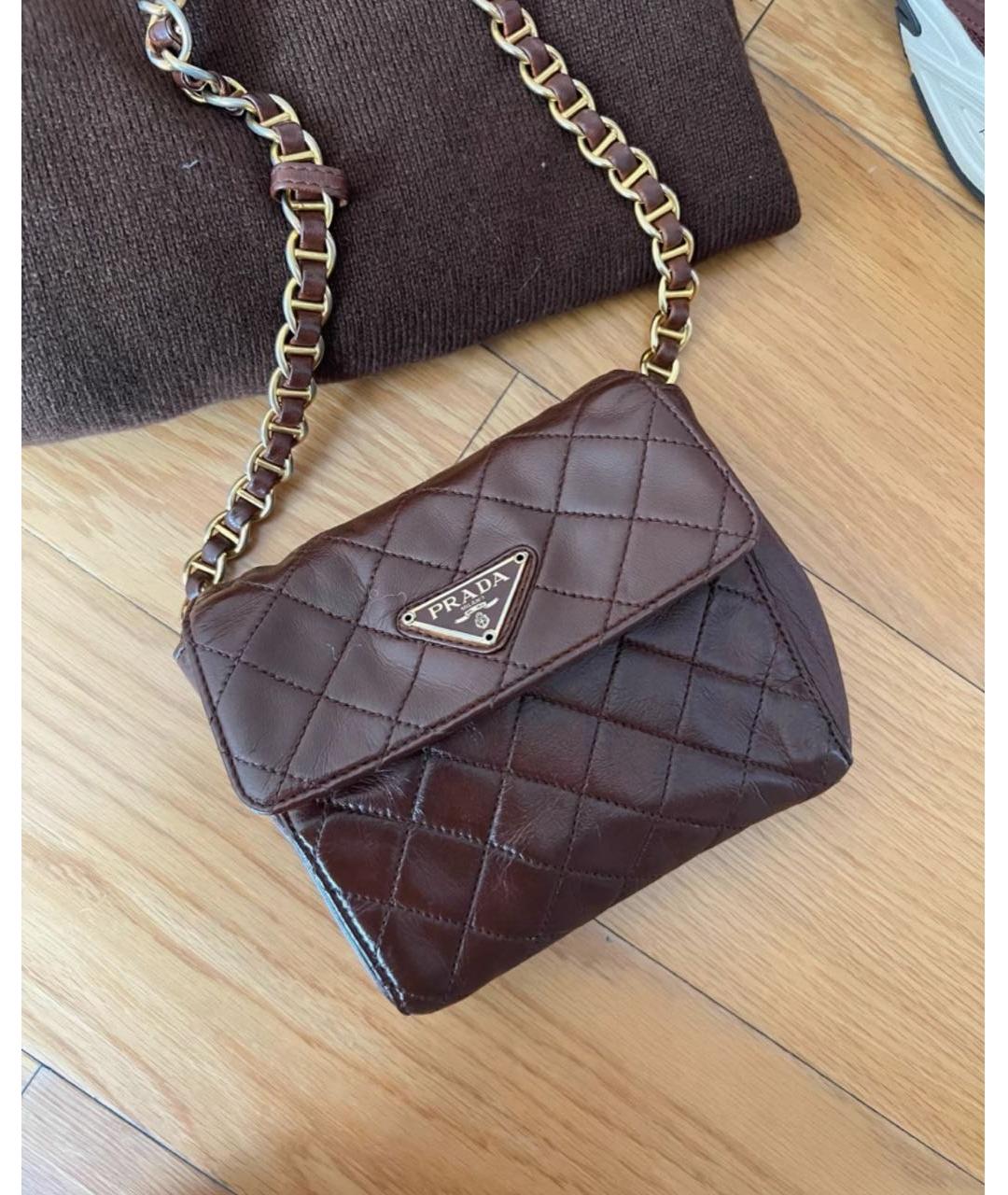 PRADA Коричневая кожаная сумка через плечо, фото 2