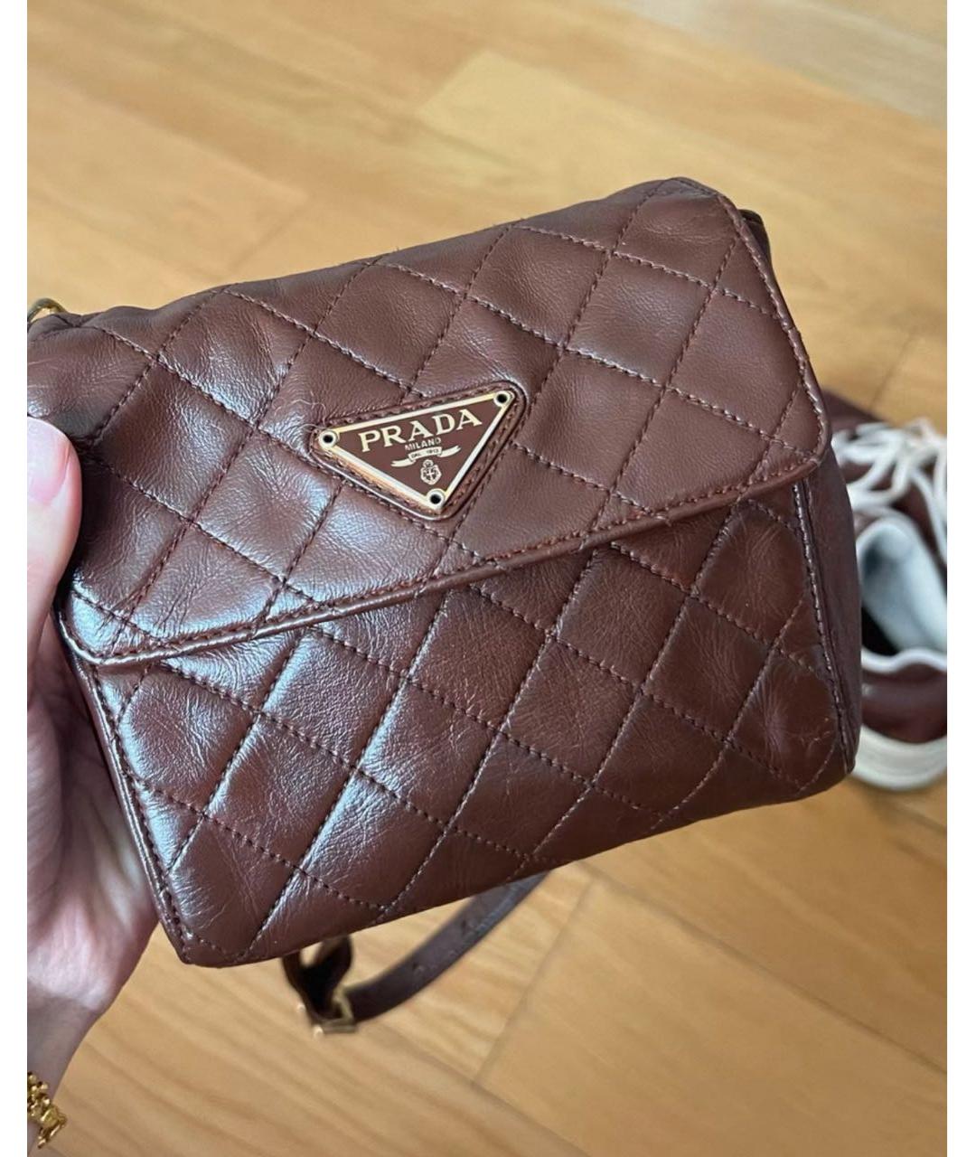 PRADA Коричневая кожаная сумка через плечо, фото 3