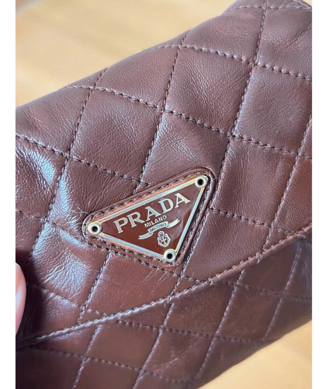 PRADA Коричневая кожаная сумка через плечо, фото 5