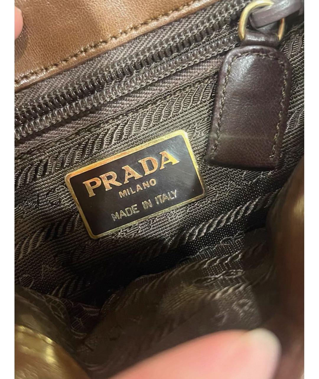 PRADA Коричневая кожаная сумка через плечо, фото 7