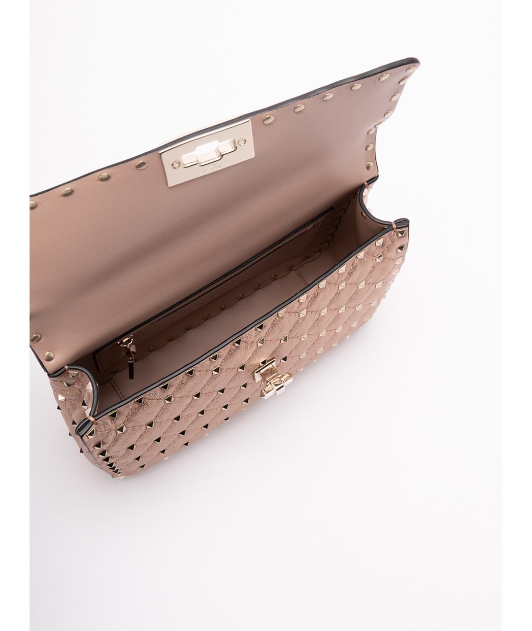 VALENTINO Бежевая кожаная сумка через плечо, фото 5