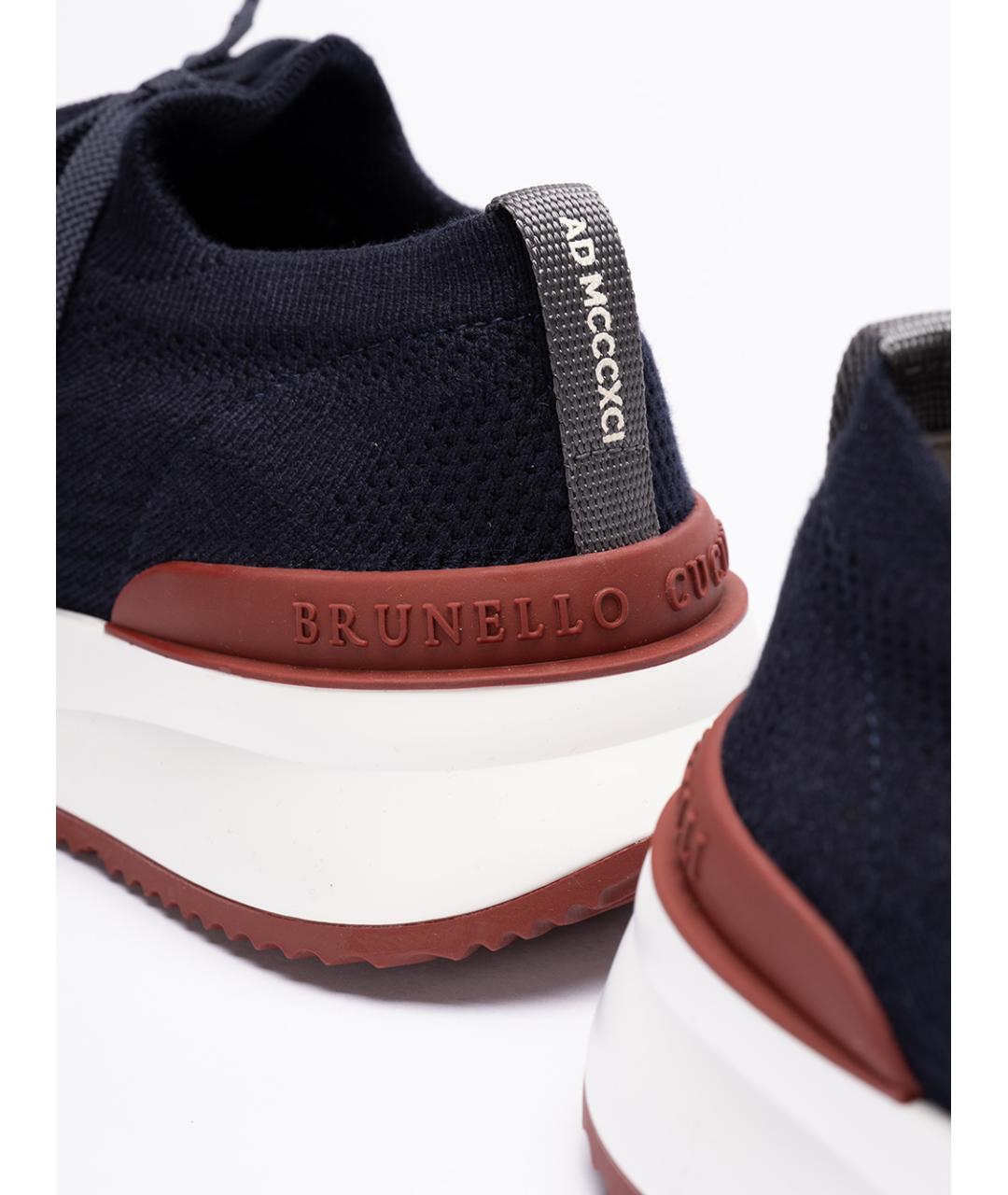 BRUNELLO CUCINELLI Синие текстильные низкие кроссовки / кеды, фото 5