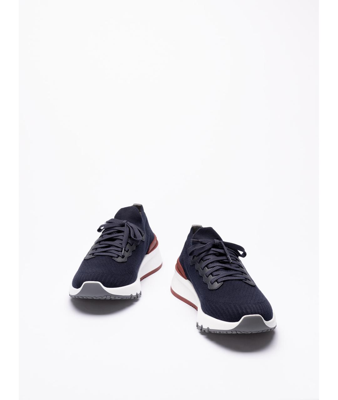 BRUNELLO CUCINELLI Синие текстильные низкие кроссовки / кеды, фото 2