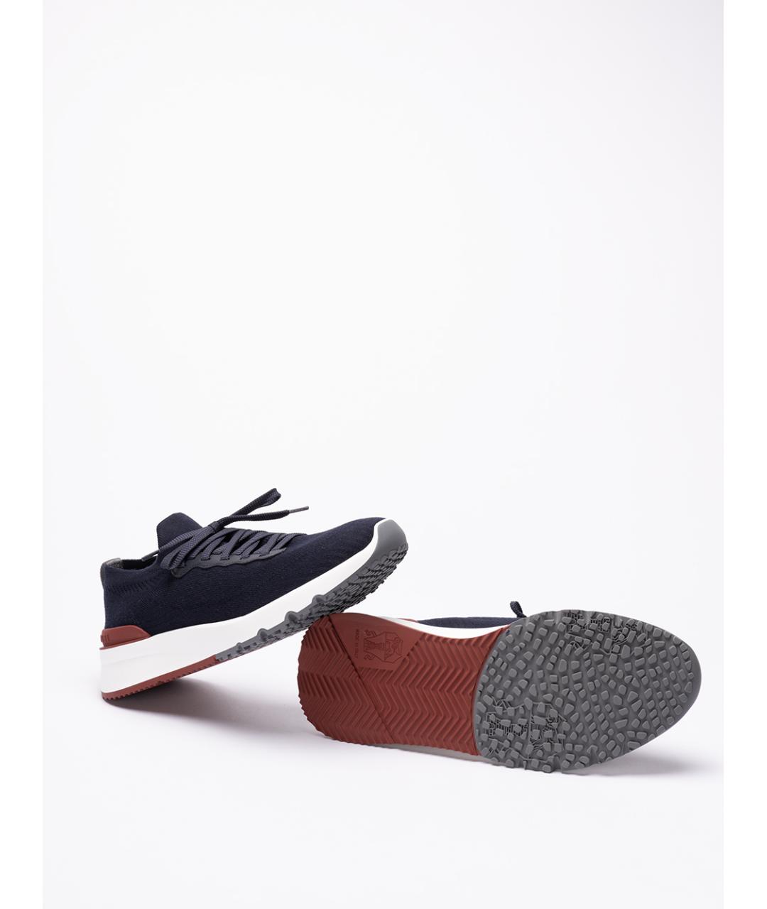 BRUNELLO CUCINELLI Синие текстильные низкие кроссовки / кеды, фото 4