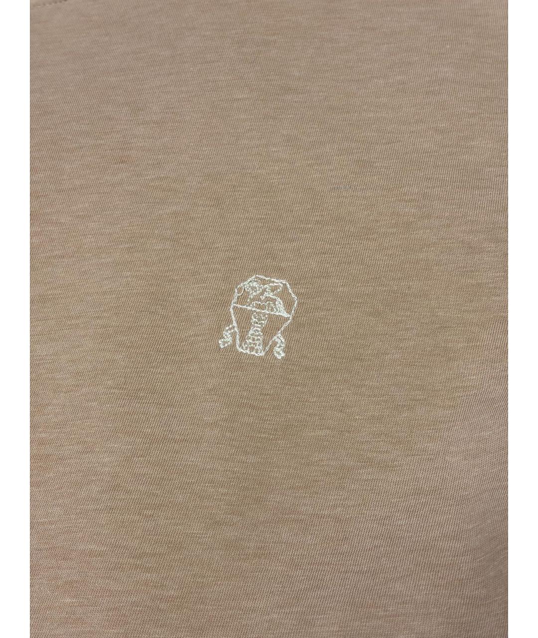 BRUNELLO CUCINELLI Бежевая хлопковая футболка, фото 3