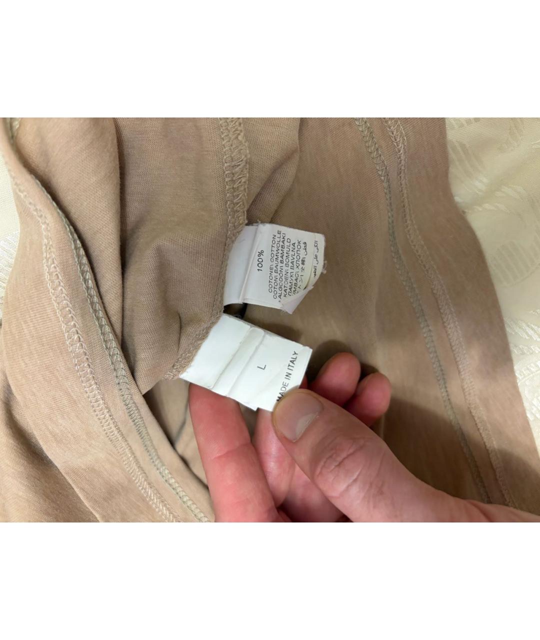 BRUNELLO CUCINELLI Бежевая хлопковая футболка, фото 4