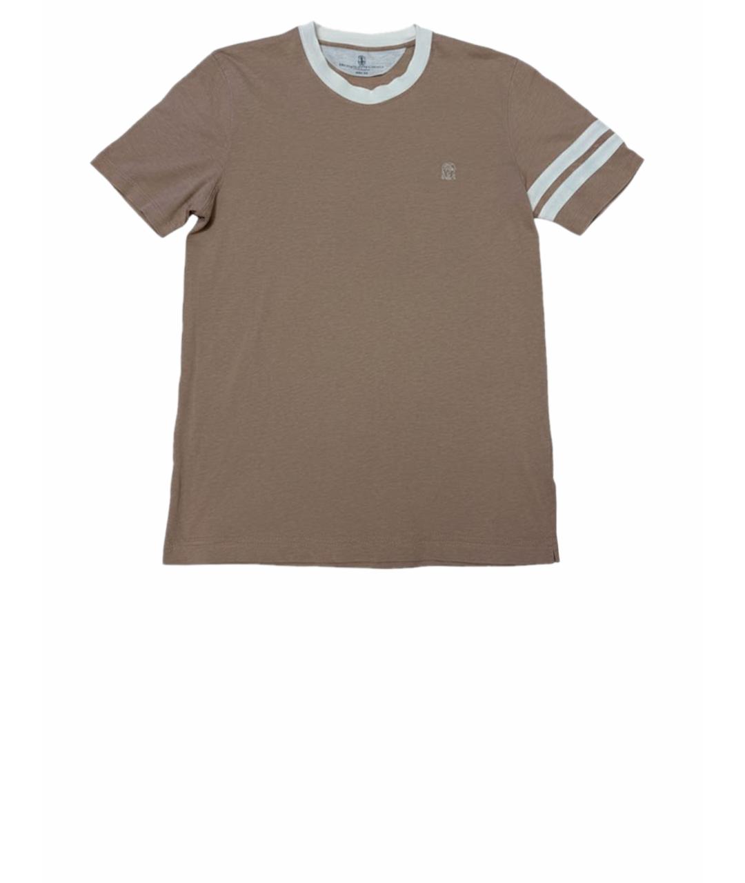 BRUNELLO CUCINELLI Бежевая хлопковая футболка, фото 1