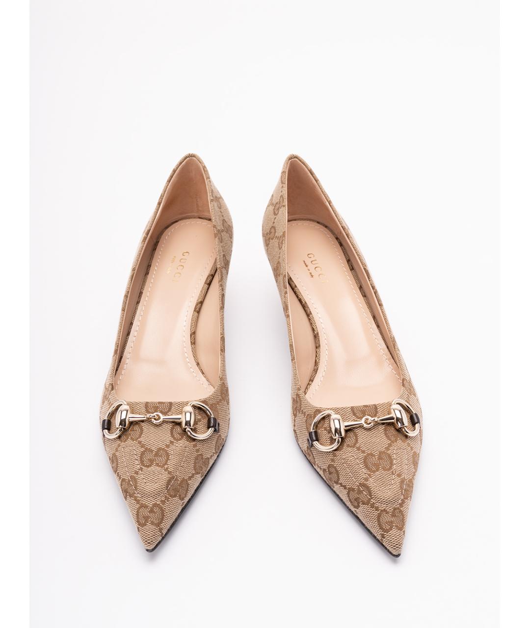 GUCCI Бежевые текстильные туфли, фото 5