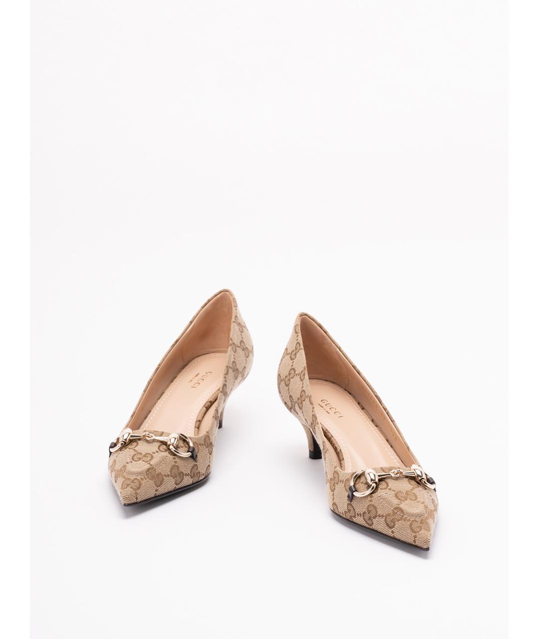 GUCCI Бежевые текстильные туфли, фото 2