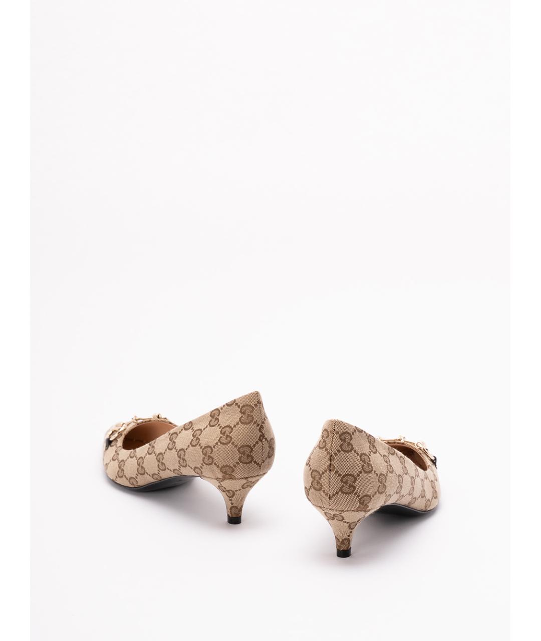 GUCCI Бежевые текстильные туфли, фото 3