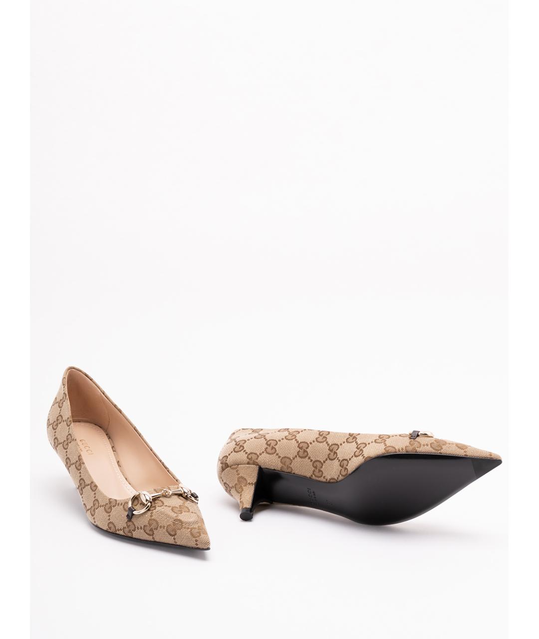 GUCCI Бежевые текстильные туфли, фото 4