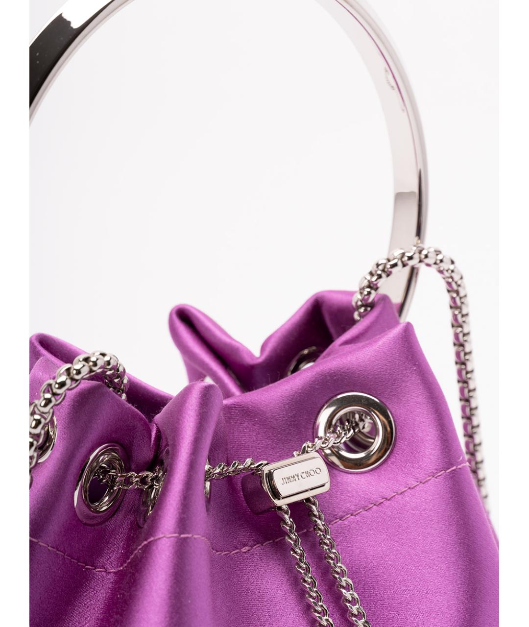 JIMMY CHOO Фиолетовая тканевая сумка с короткими ручками, фото 4