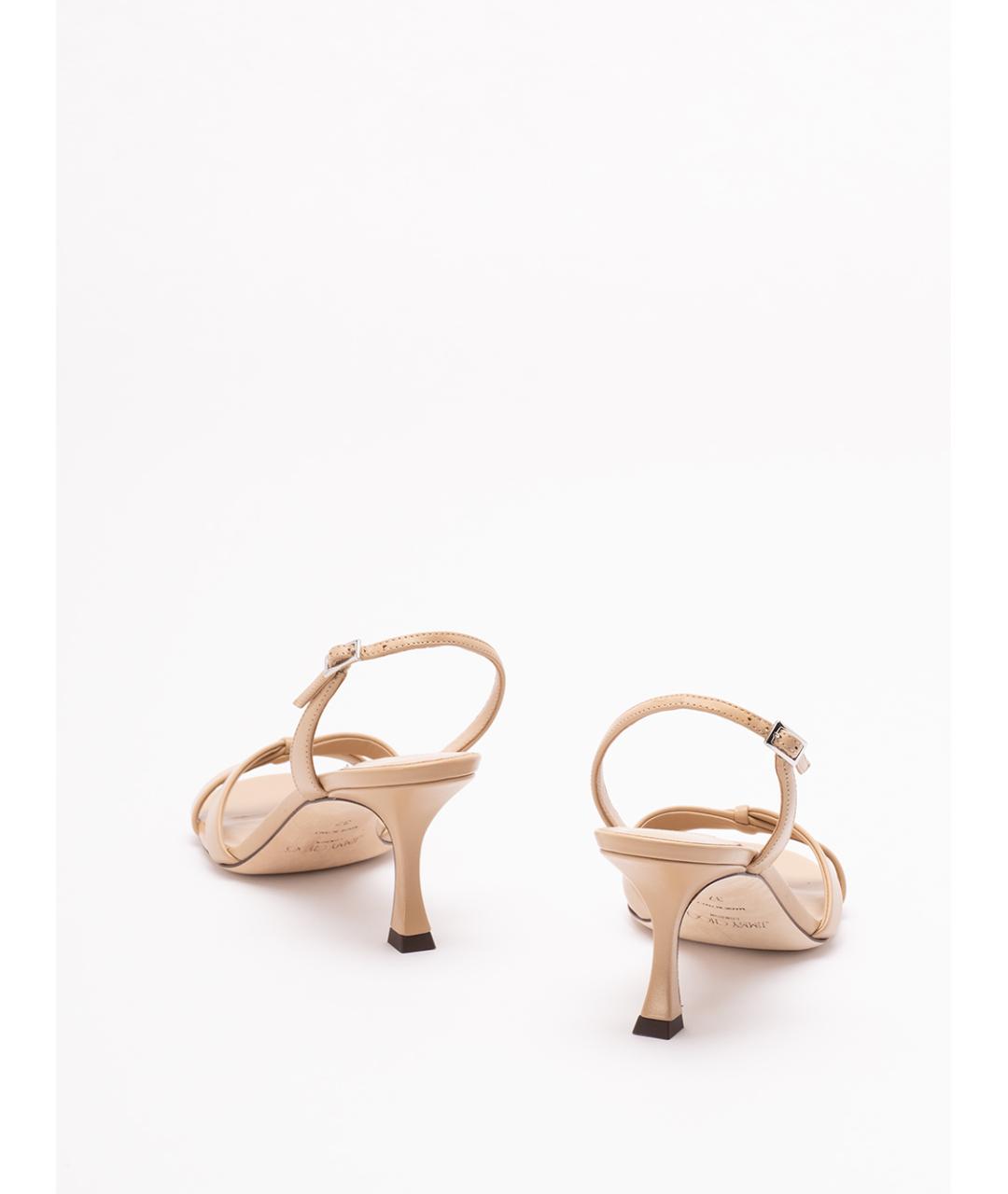 JIMMY CHOO Бежевые кожаные босоножки, фото 3