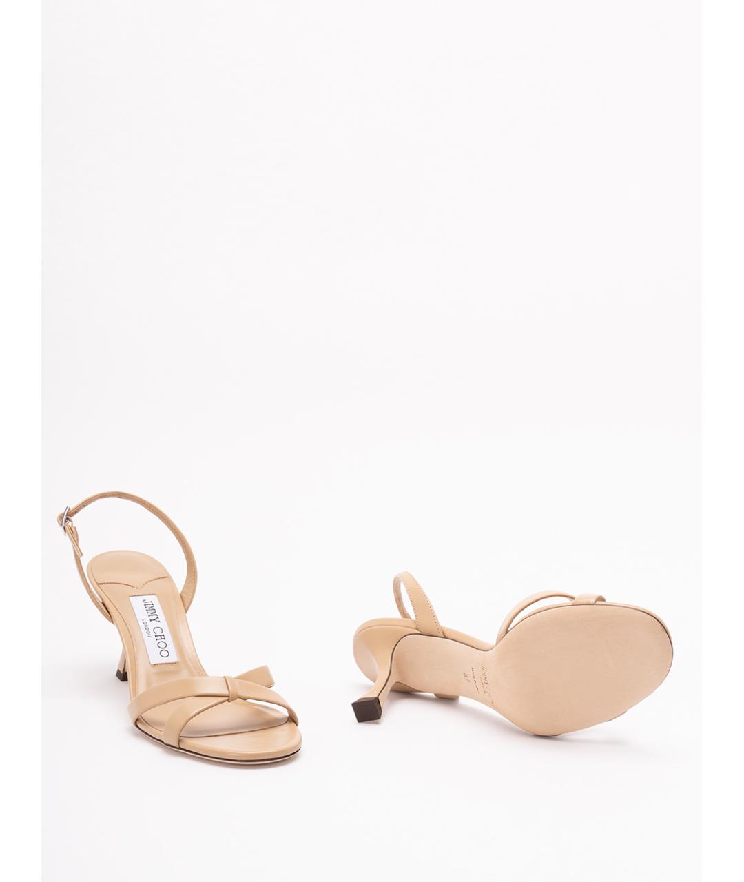 JIMMY CHOO Бежевые кожаные босоножки, фото 4