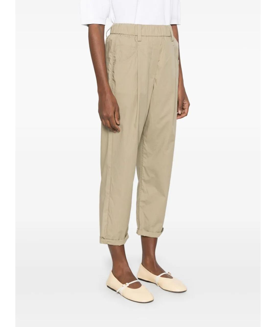 BRUNELLO CUCINELLI Бежевые хлопковые прямые брюки, фото 3