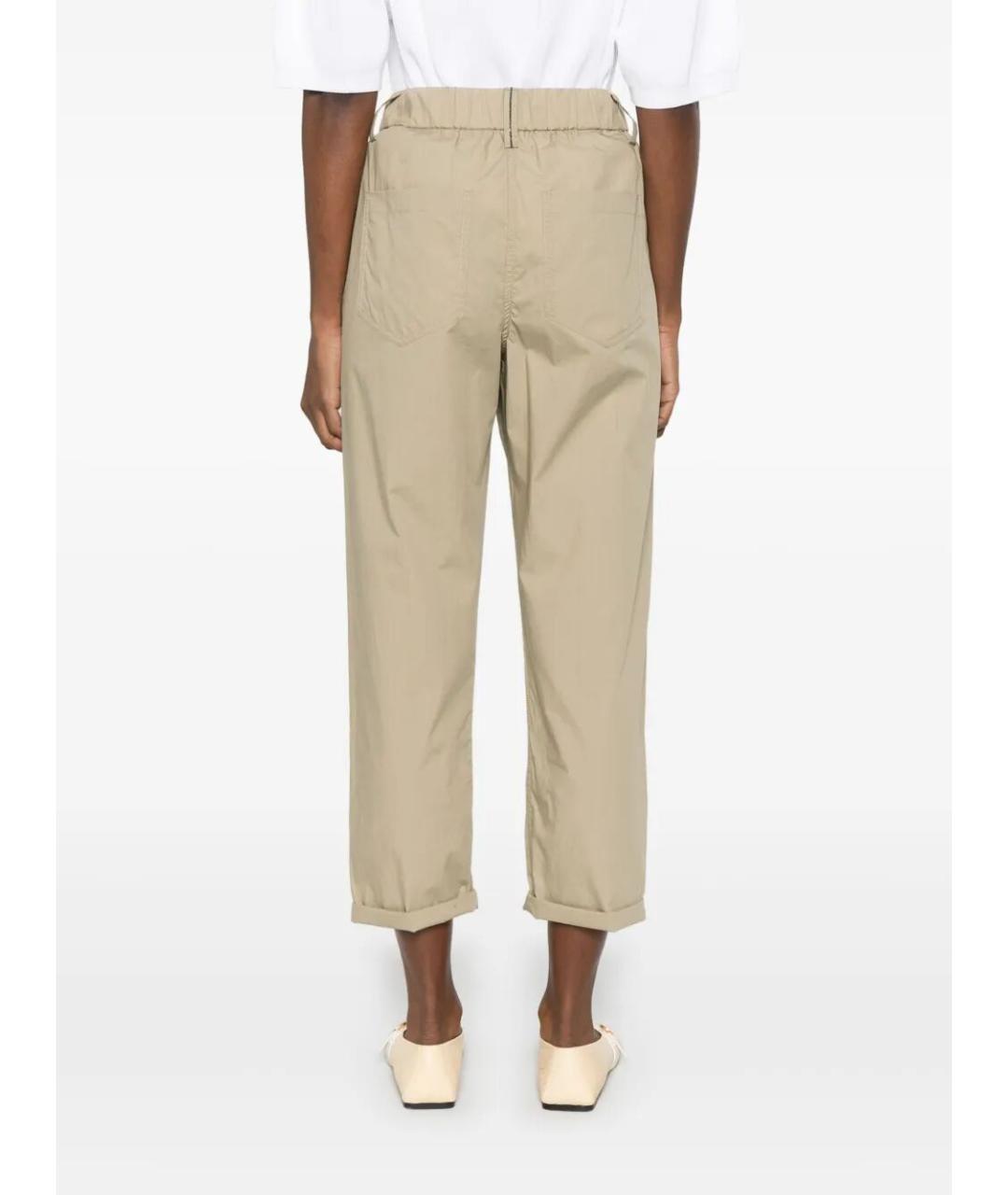 BRUNELLO CUCINELLI Бежевые хлопковые прямые брюки, фото 4