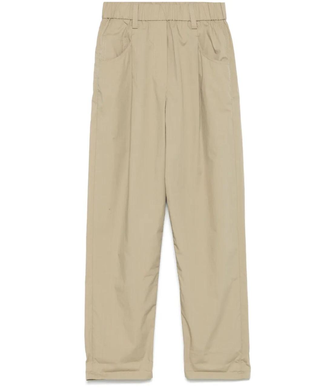 BRUNELLO CUCINELLI Бежевые хлопковые прямые брюки, фото 1