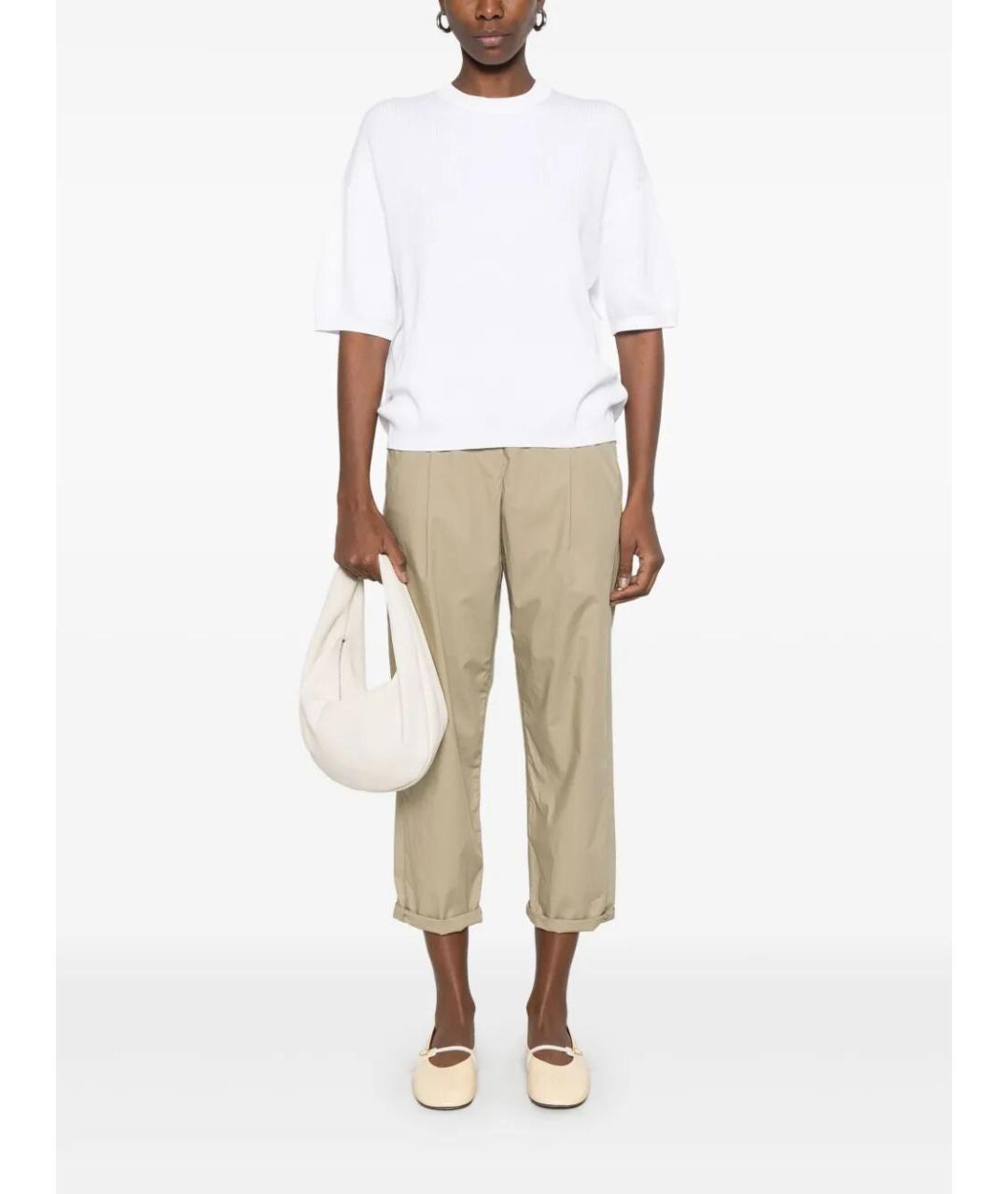 BRUNELLO CUCINELLI Бежевые хлопковые прямые брюки, фото 2