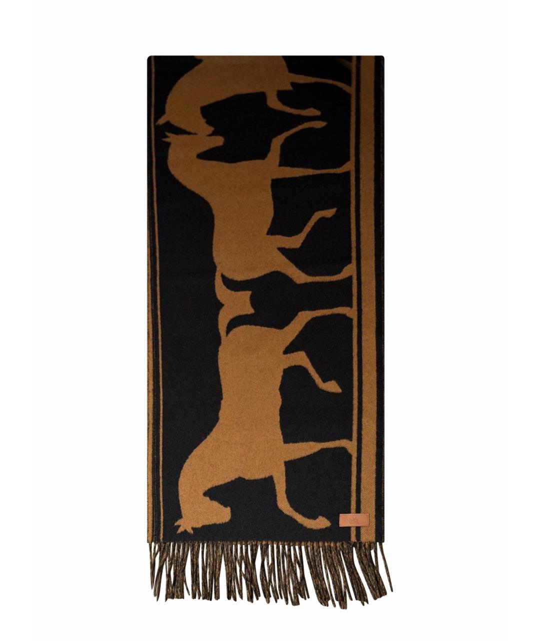 HERMES Черный кашемировый шарф, фото 1