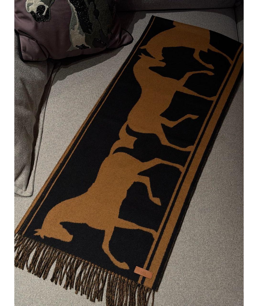 HERMES Черный кашемировый шарф, фото 2