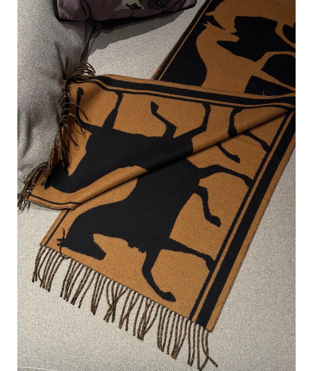 HERMES Черный кашемировый шарф, фото 3