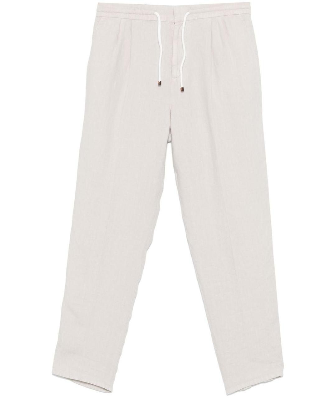 BRUNELLO CUCINELLI Серые льняные повседневные брюки, фото 1