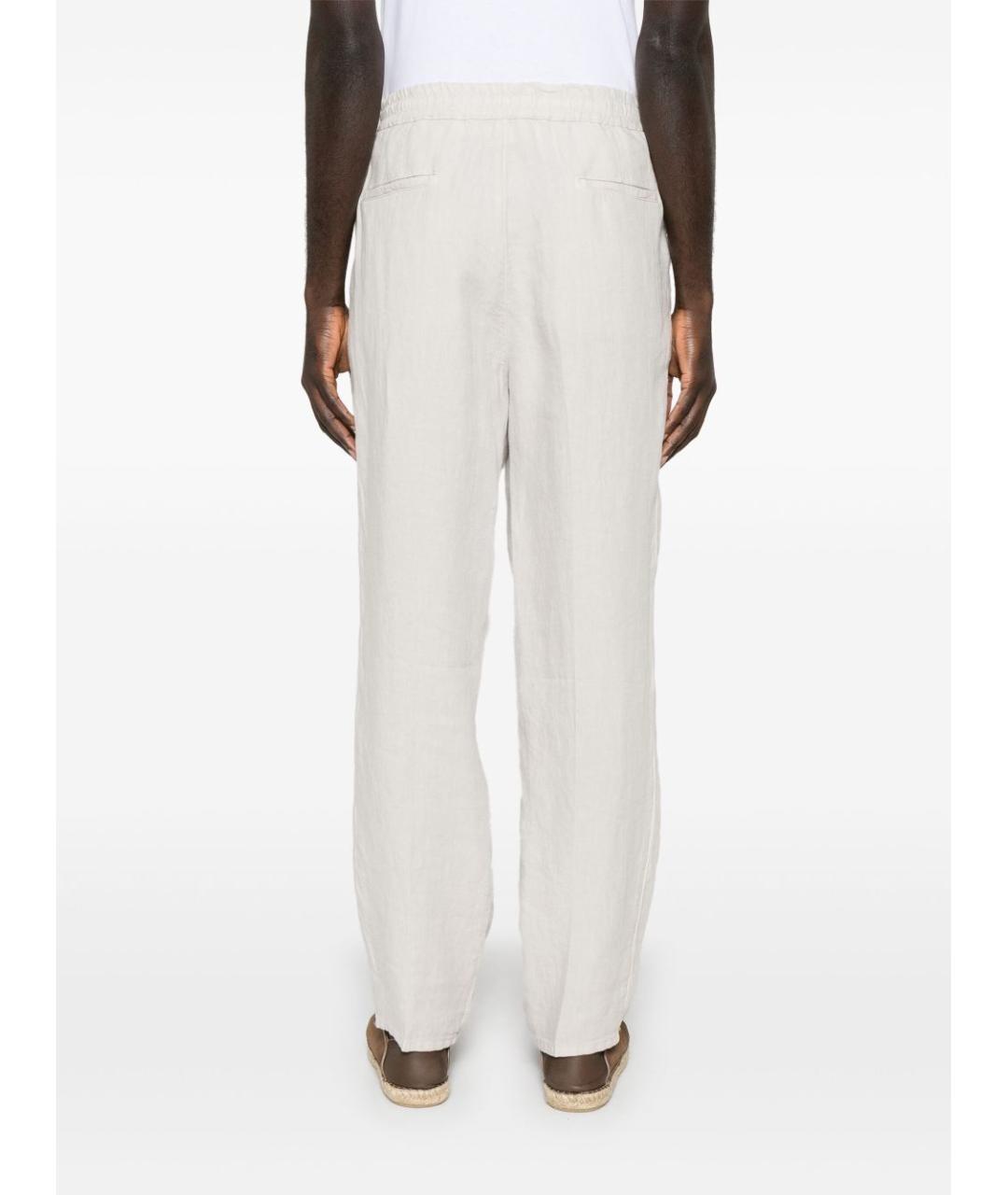 BRUNELLO CUCINELLI Серые льняные повседневные брюки, фото 4