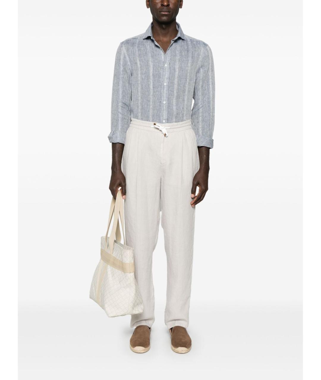 BRUNELLO CUCINELLI Серые льняные повседневные брюки, фото 2