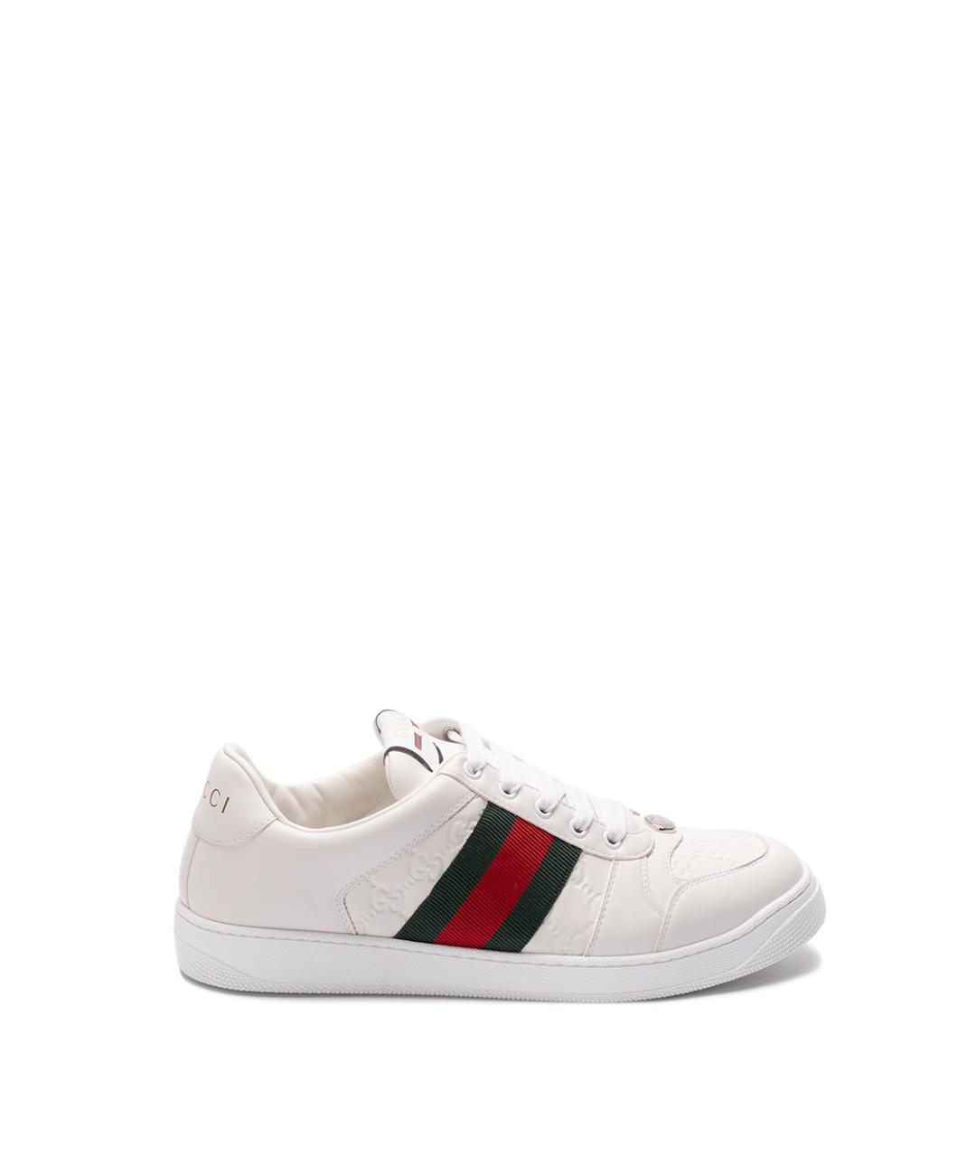 GUCCI Белые кожаные низкие кроссовки / кеды, фото 1