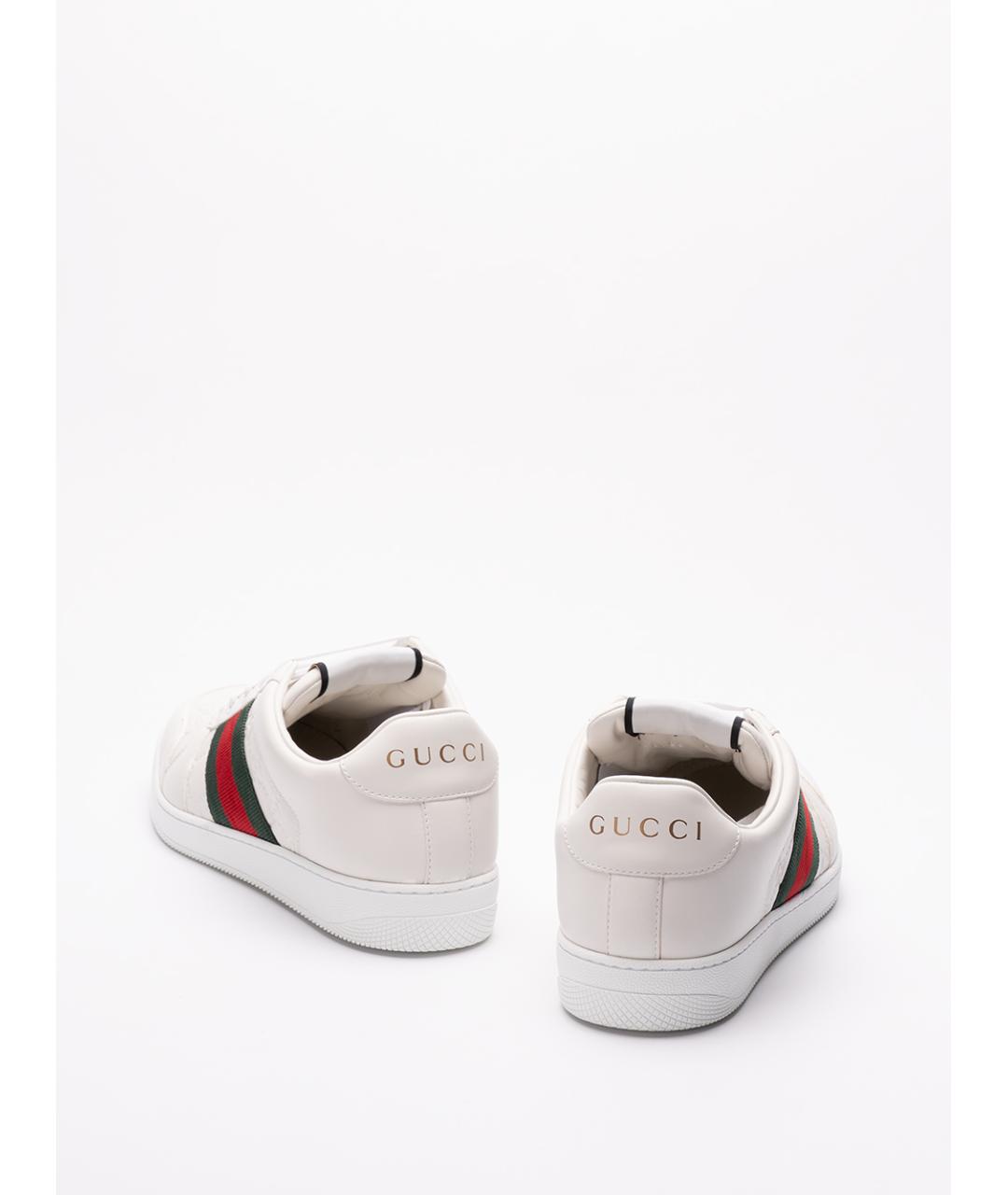 GUCCI Белые кожаные низкие кроссовки / кеды, фото 3