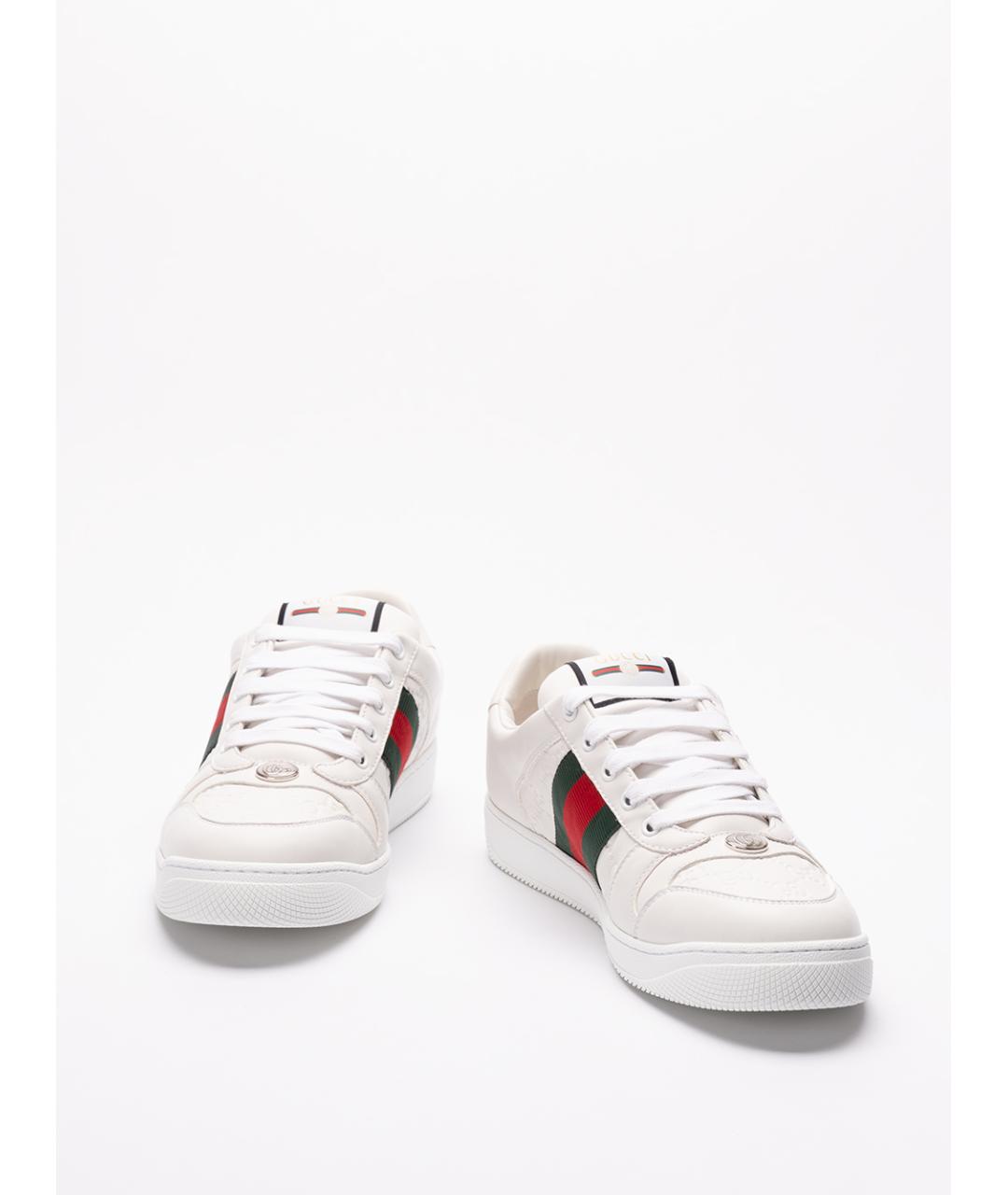 GUCCI Белые кожаные низкие кроссовки / кеды, фото 2