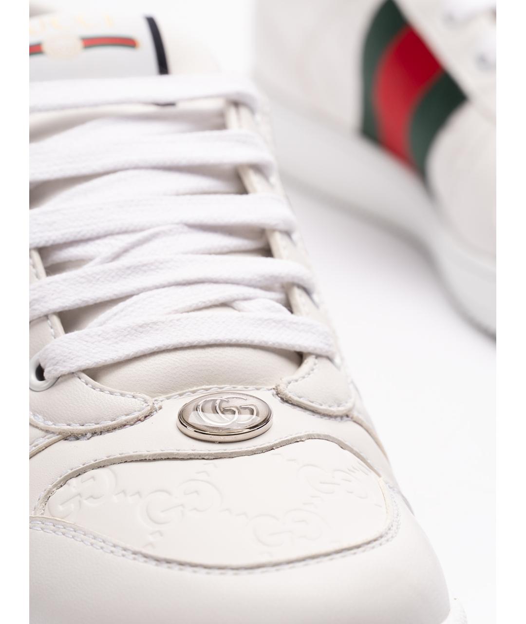 GUCCI Белые кожаные низкие кроссовки / кеды, фото 5