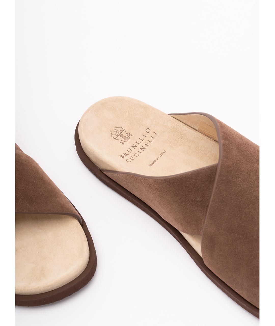 BRUNELLO CUCINELLI Коричневые замшевые сандалии, фото 5