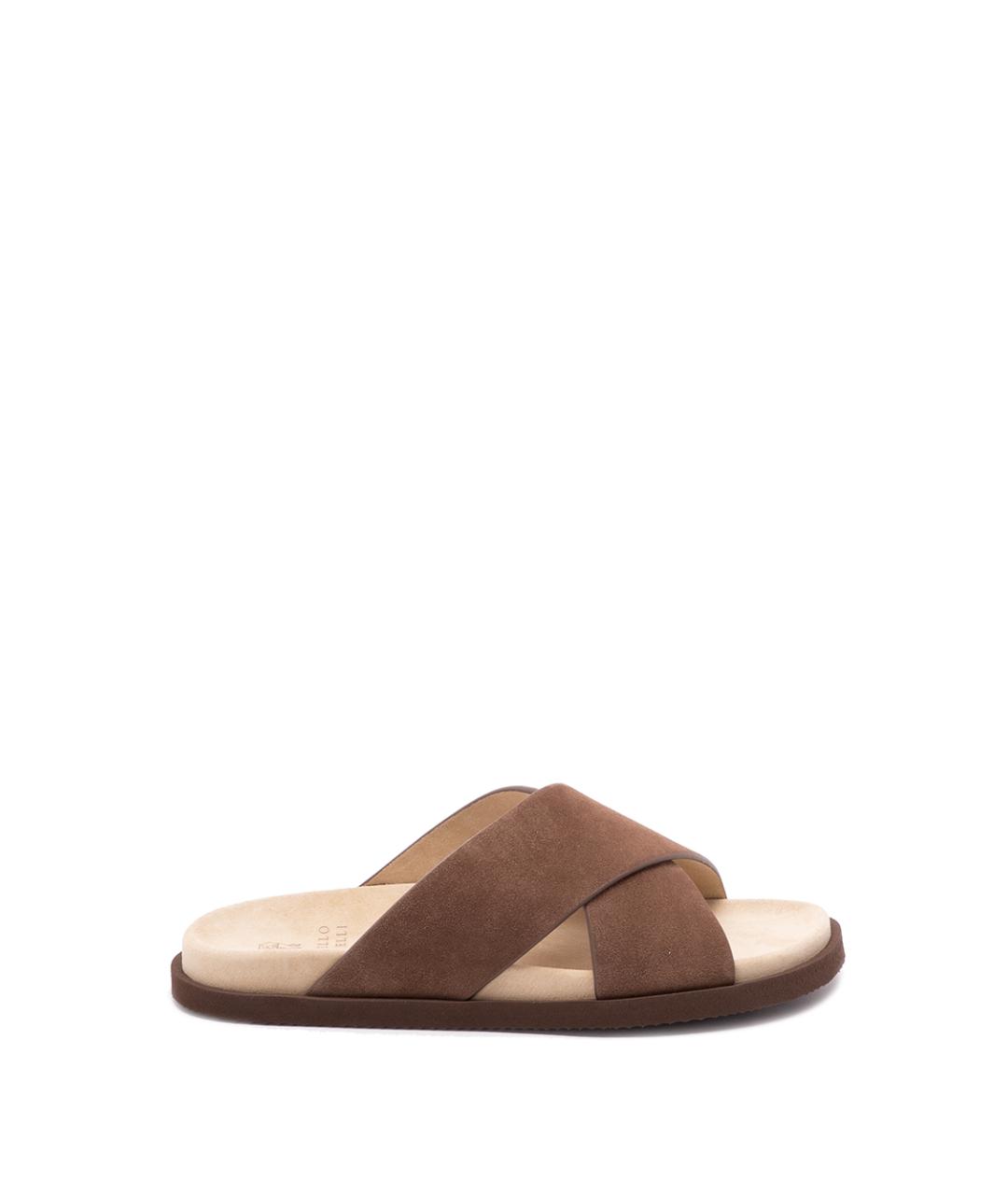 BRUNELLO CUCINELLI Коричневые замшевые сандалии, фото 1