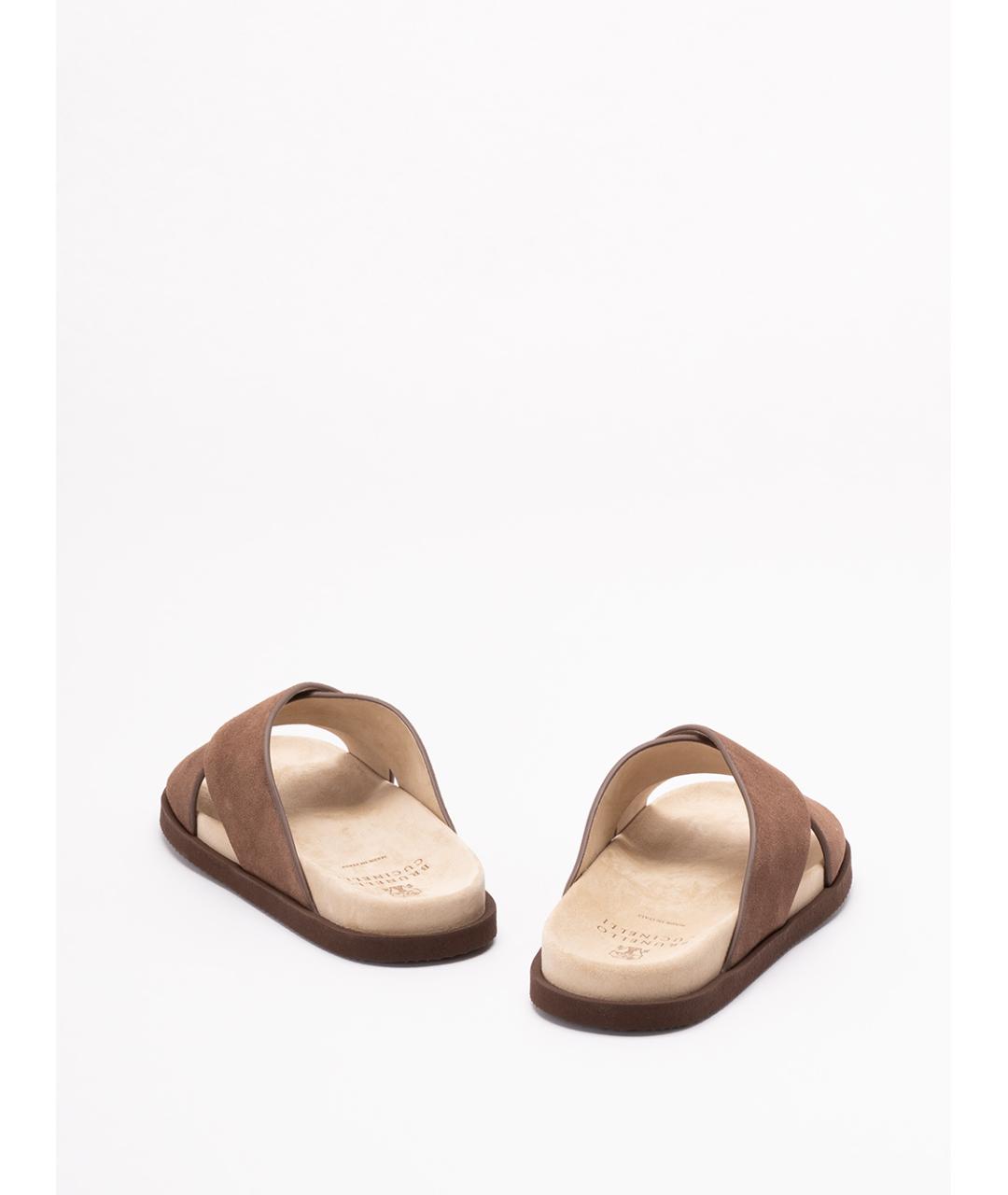 BRUNELLO CUCINELLI Коричневые замшевые сандалии, фото 3