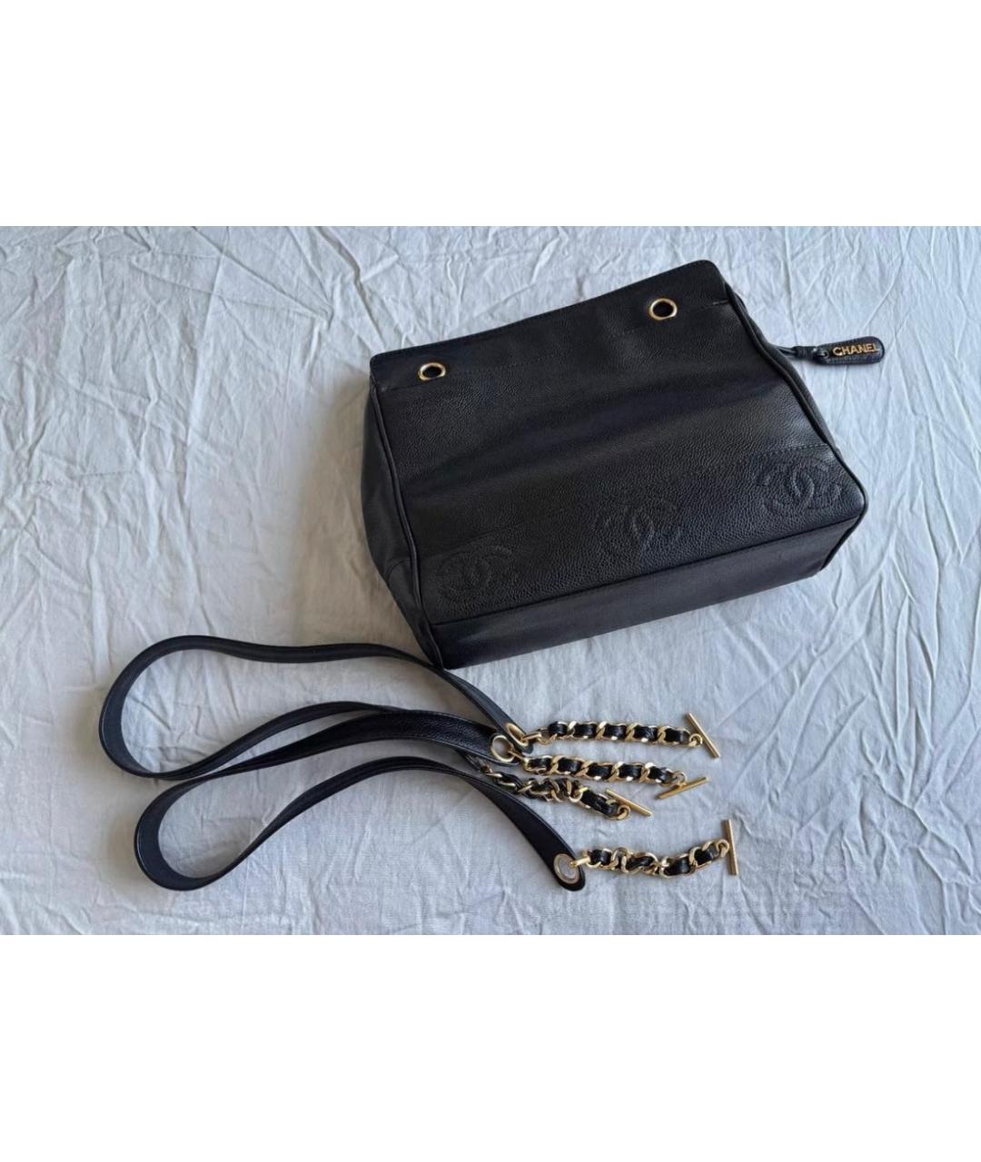 CHANEL Черная кожаная сумка тоут, фото 6