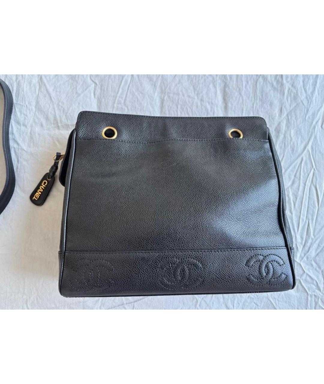 CHANEL Черная кожаная сумка тоут, фото 5