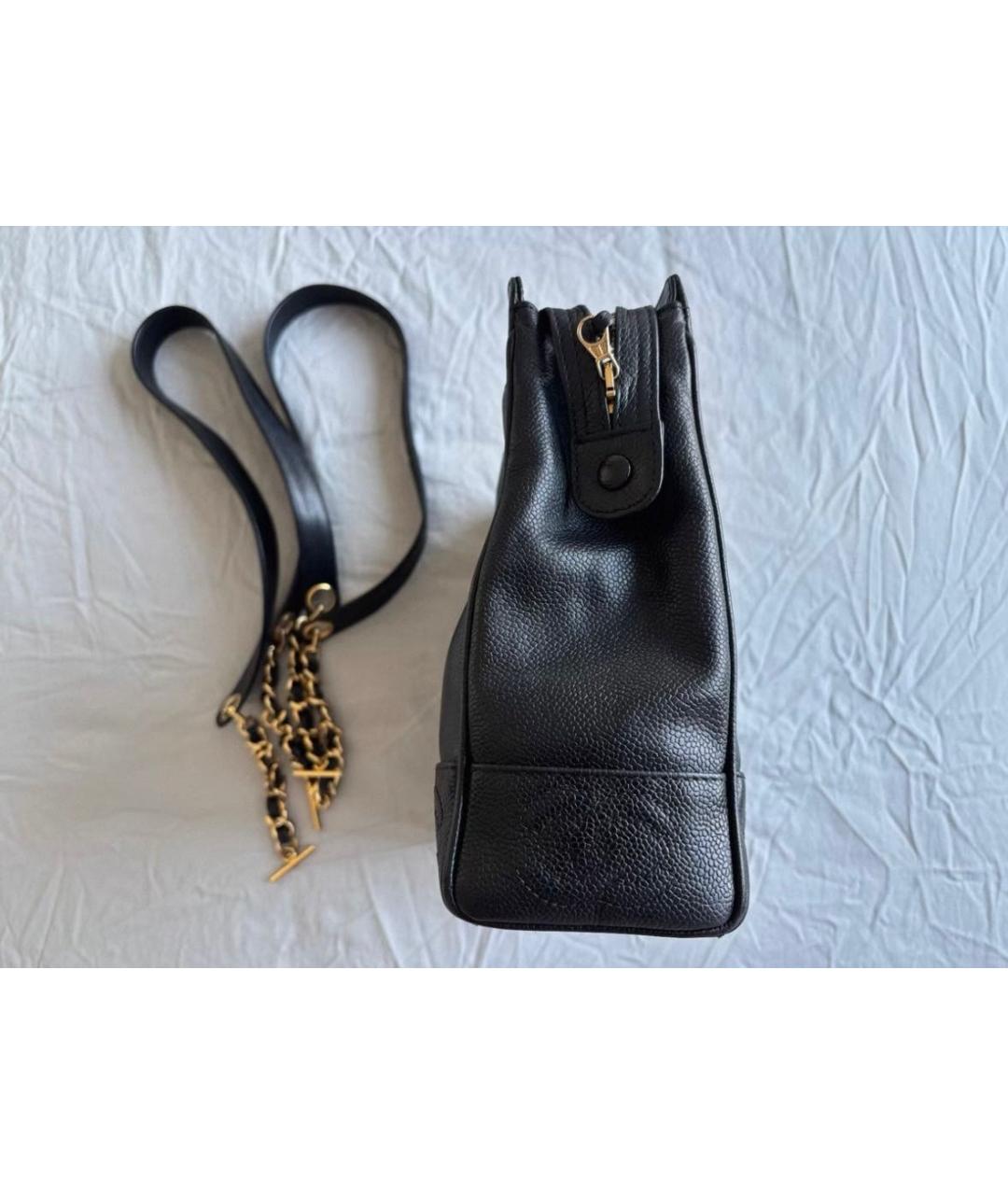 CHANEL Черная кожаная сумка тоут, фото 7