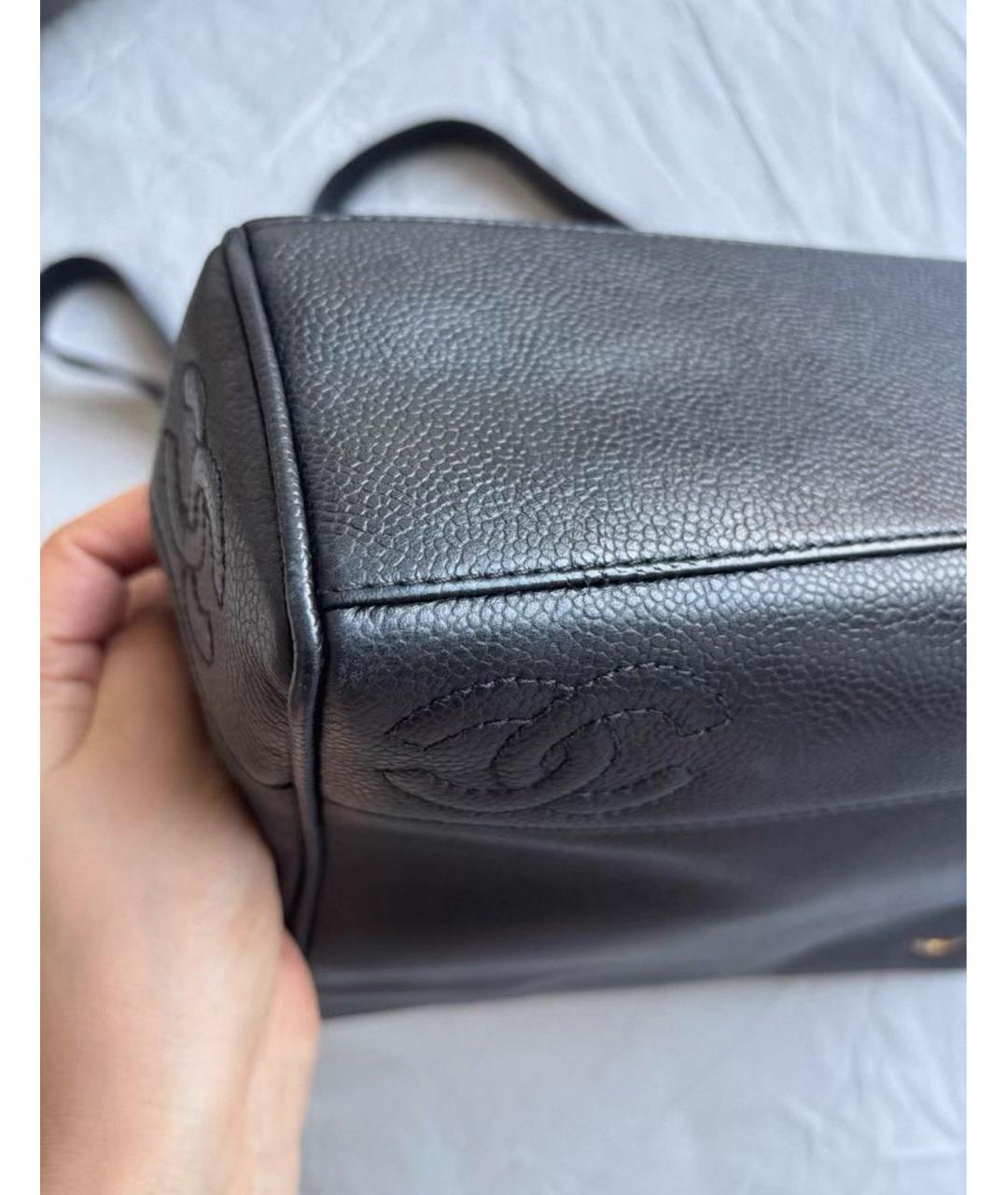 CHANEL Черная кожаная сумка тоут, фото 8