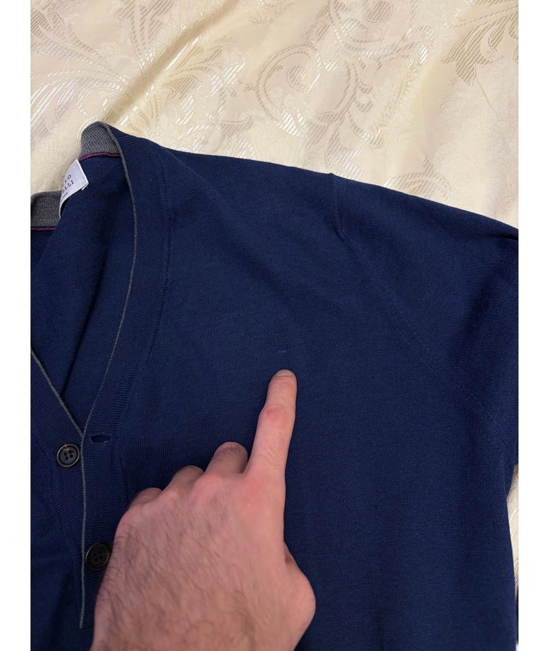 BRUNELLO CUCINELLI Темно-синий хлопковый джемпер / свитер, фото 4