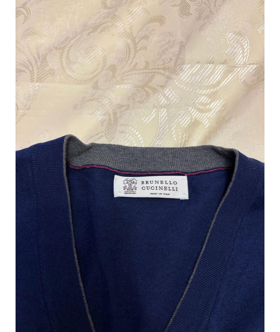 BRUNELLO CUCINELLI Темно-синий хлопковый джемпер / свитер, фото 2
