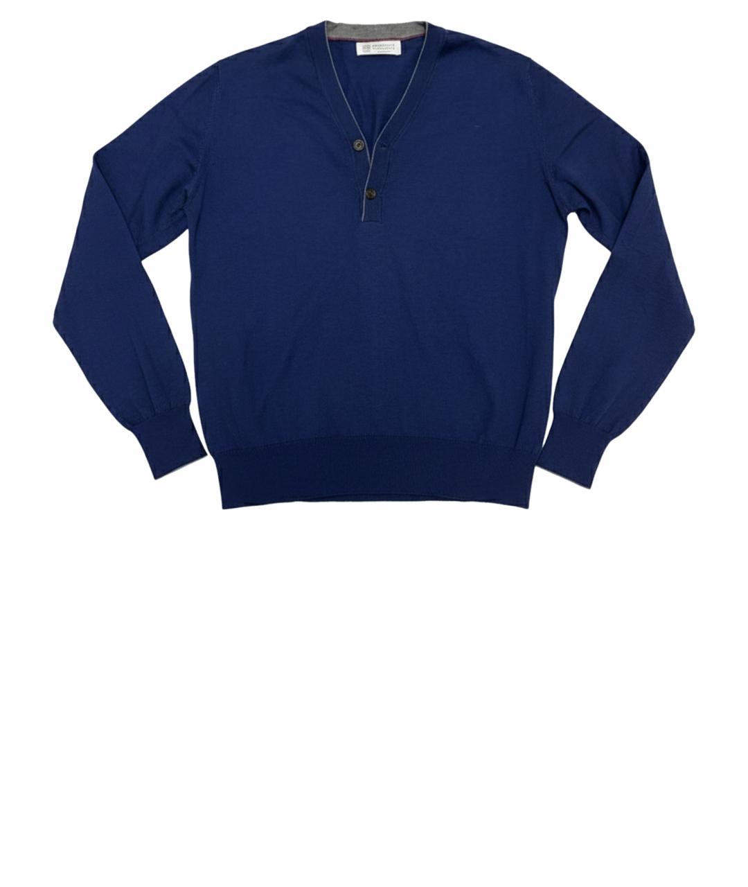 BRUNELLO CUCINELLI Темно-синий хлопковый джемпер / свитер, фото 1