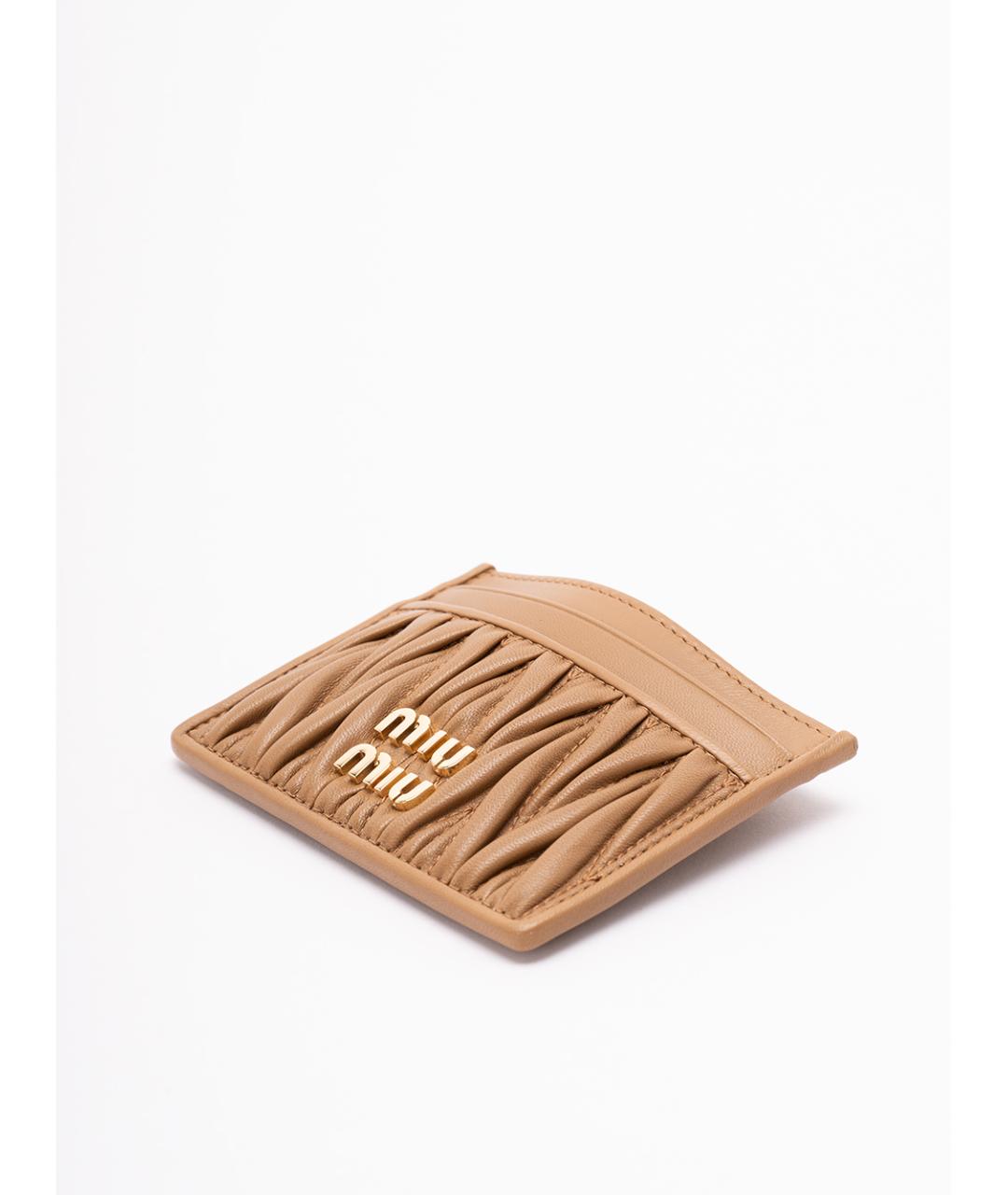 MIU MIU Бежевый кожаный кардхолдер, фото 3
